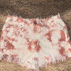 Pol Tie-Dye Fringe Hem Shorts Small NWOT